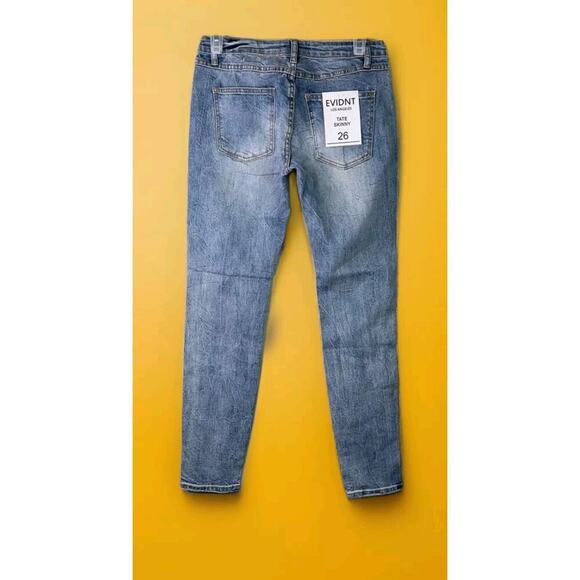 EVIDNT Anthropologie Sz26 Tate Skinny Distressed BlueJeans 3” Slit Pant Cuff Cr6 - Picture 2 of 7
